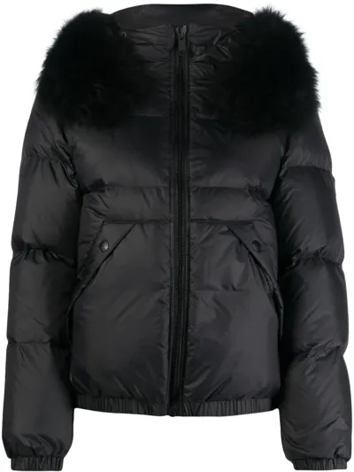 Yves Salomon Shearling-trim Padded Down Jacket In Black