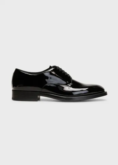 Giorgio Armani Men's Patent Leather Derby Shoes In Black