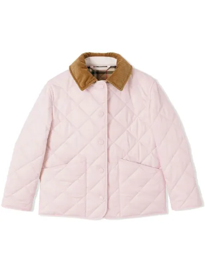 Burberry Kids' Daley Diamond-quilted Shell Jacket 3-14 Years In Alabaster Pink