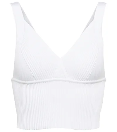 Alaïa Ribbed Crop Top In Blanc