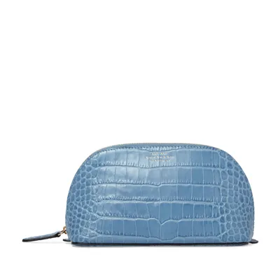 Smythson Leather Mara Cosmetic Case In Nile Blue