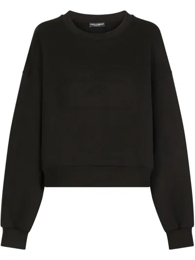 Dolce & Gabbana Embroidered-logo Long-sleeve Sweatshirt In Black