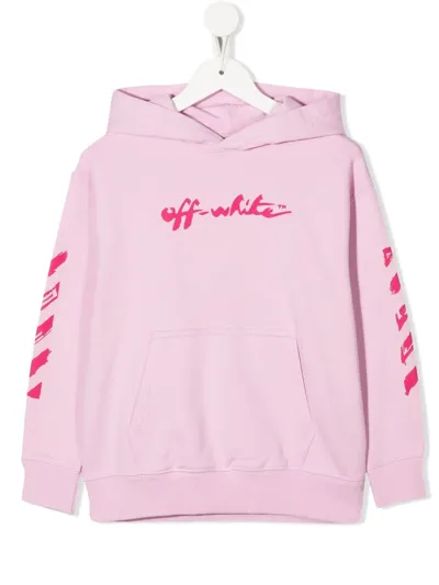 Off-white Logo-print Detail Hoodie In Rosa