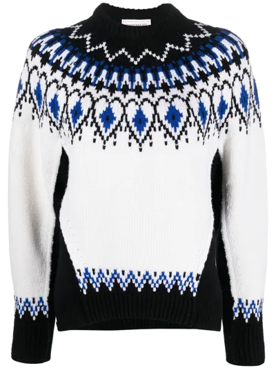 Alexander Mcqueen Fair-isle Intarsia Wool Jumper In White,black,blue