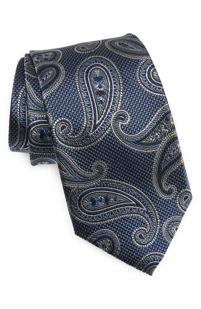 Nordstrom Paisley Silk X-long Tie In Navy