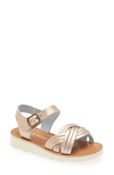 L'amour Kids' Athena Sandal In Rose Gold