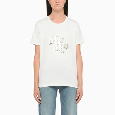 's Max Mara White Crew Neck T-shirt With Logo