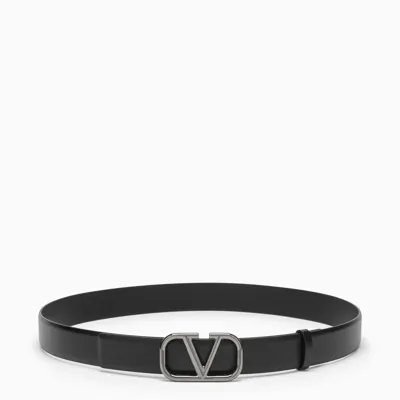 Valentino Garavani Black Leather Vlogo Belt 30 Mm