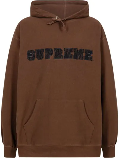 Supreme Lace-detail Logo Hoodie In Braun