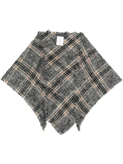 Faliero Sarti Check-pattern Wool Neckerchief In Grey