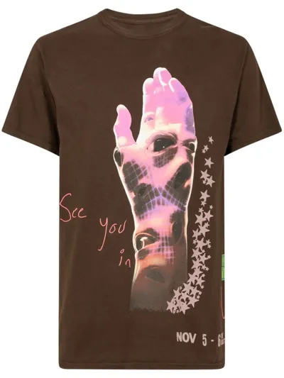 Travis Scott Graphic-print T-shirt In Brown