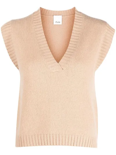 Allude Sleeveless Cashmere Jumper In Neutrals