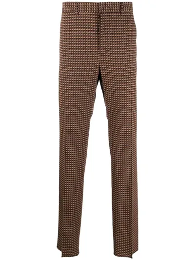 Valentino Ministud-print Tailored Trousers In Beige