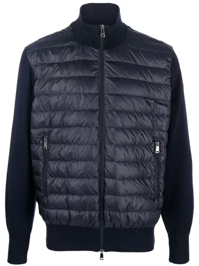 Paul & Shark Padded-panel Knitted Jacket In Navy