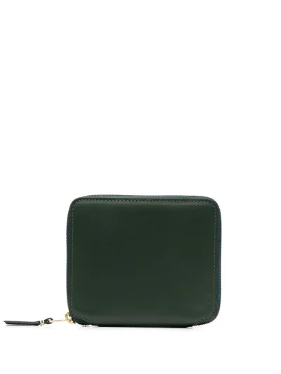 Comme Des Garçons Foil-logo Zip-around Wallet In Green