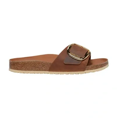 Birkenstock Madrid Big Buckle Tan Leather Mules In Brown