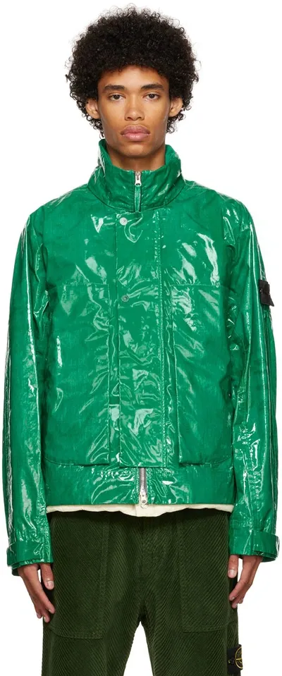 Stone Island Shadow Project Convertible Layered Glossed-cotton Hooded Down Jacket In Green