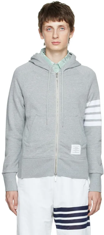 Thom Browne Gray 4-bar Hoodie In 068 Light Grey