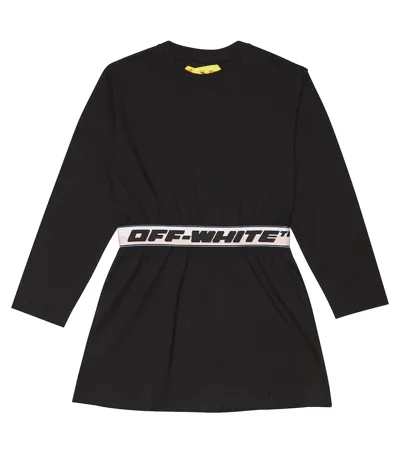 Off-white Kids' Logo Waistband Mini Dress In Black