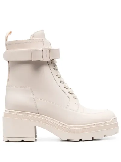 Ferragamo Lober Ankle Boots In Bone