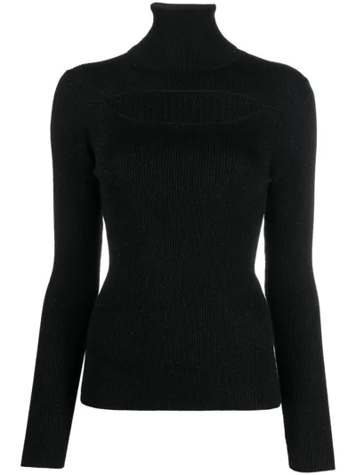 P.a.r.o.s.h Ribbed-knit Cut-out Jumper In Black