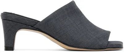 Low Classic Gray Slide Heeled Sandals In Melange Grey