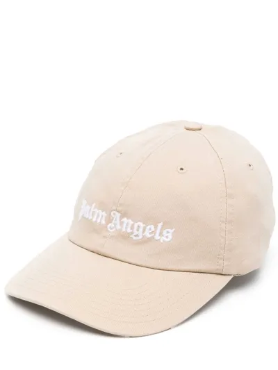 Palm Angels Palm Angles Men Classic Logo Cap In Beige White