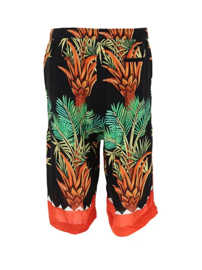 Endless Joy Date Palm Motif-print Bermuda Shorts In Black