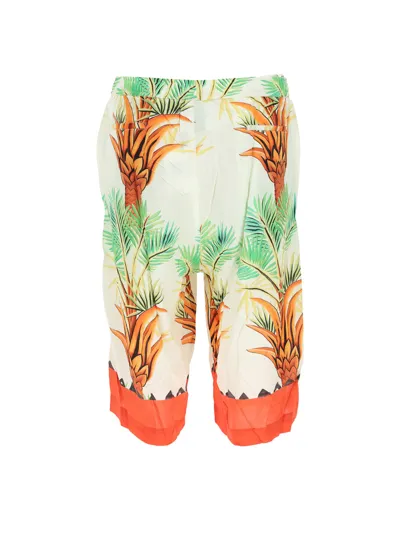 Endless Joy Date Palm Motif-print Bermuda Shorts In Off White