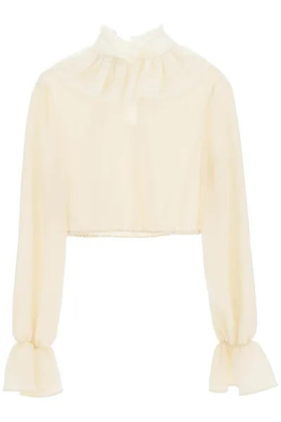 Miu Miu Silk And Lace Cropped Top