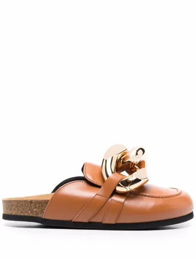 Jw Anderson Chain Loafer Slip-on Mules In Tan