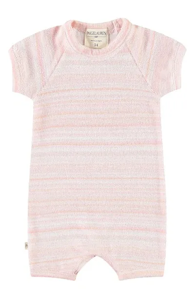 Paigelauren Babies' Short French Terry Romper In Multi Pink Stripe