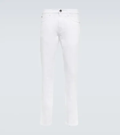 Loro Piana Slim-fit Linen-blend Twill Trousers In White