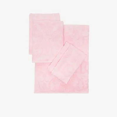 Dolce & Gabbana Pink Logo Jacquard Towel Set