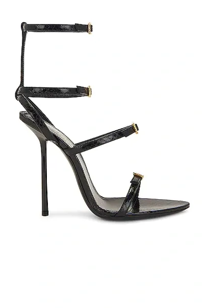 Saint Laurent Nuit Lacquered Ayers Sandals In Nero