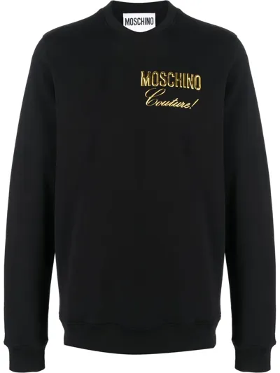 Moschino Metallic Logo-print Sweatshirt In Black