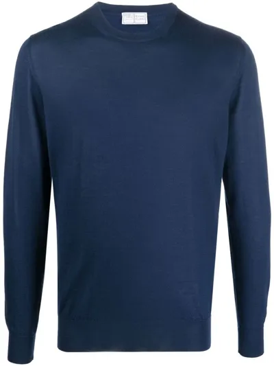 Fedeli Round-neck Jumper In Blue