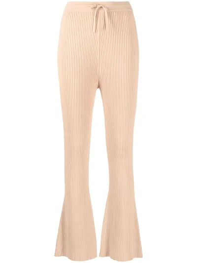 Nanushka Ribbed Knitted Trousers In Neutrals