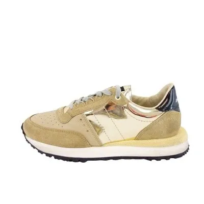 Pre-owned Hidnander Damen Schuhe Low Top Sneaker Sportschuhe Gold Tenkei Leder Textil Neu