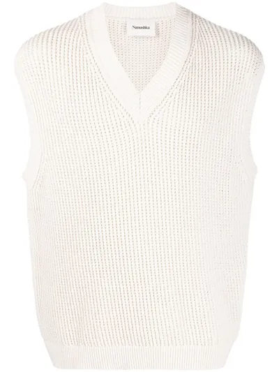 Nanushka V-neck Ribbed Sweater Vest In Neutrals