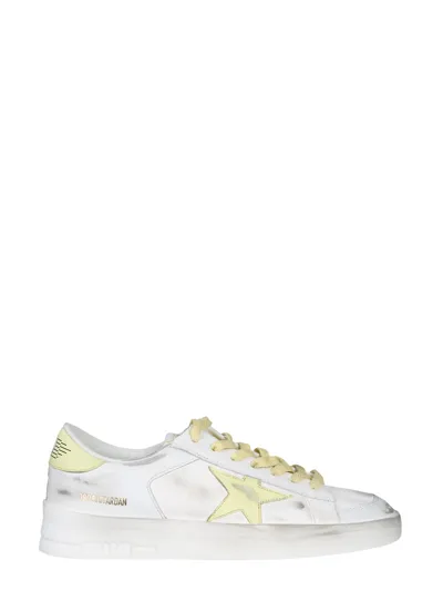 Golden Goose Stardan Leather Low-top Sneakers In Whitelight Yellow