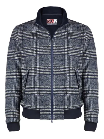 Mc2 Saint Barth Blue Prince Of Wales Checked Mid Season Jacket