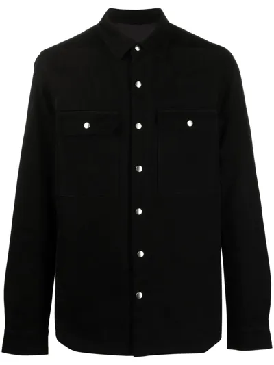 Rick Owens Long-sleeved Shirt Jacket In Black