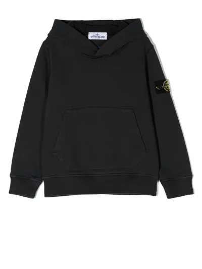 Stone Island Junior Compass-patch Zipped Hoodie In Blau