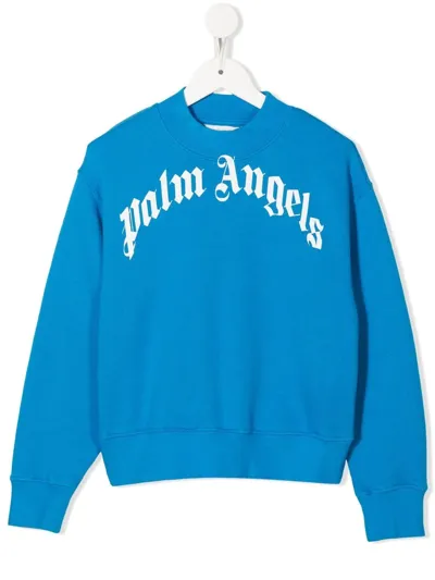 Palm Angels Logo-print Crew Neck Sweatshirt In Blau