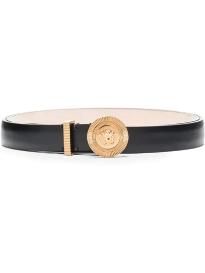 Versace Medusa Biggie Leather Belt In Schwarz