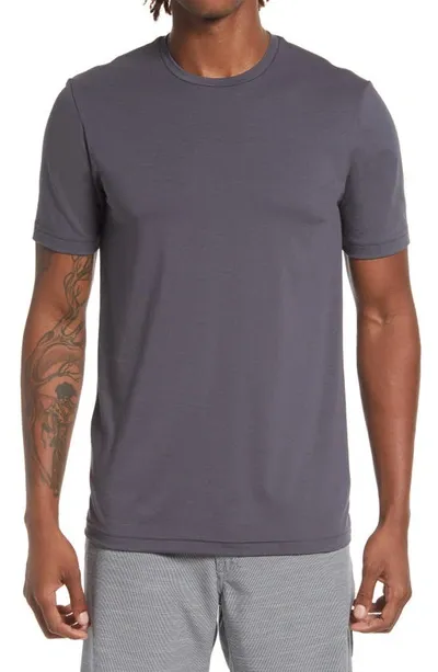 Travismathew The Crew Performance T-shirt In Grey Pinstripe