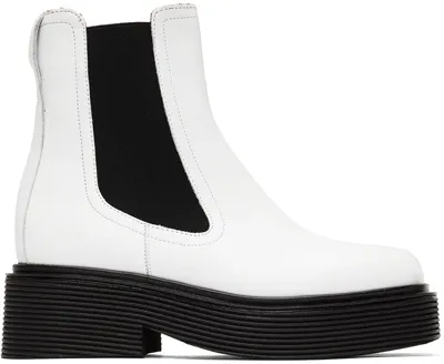 Marni Pebbled-leather Chelsea Boots In 00w01 Lily White