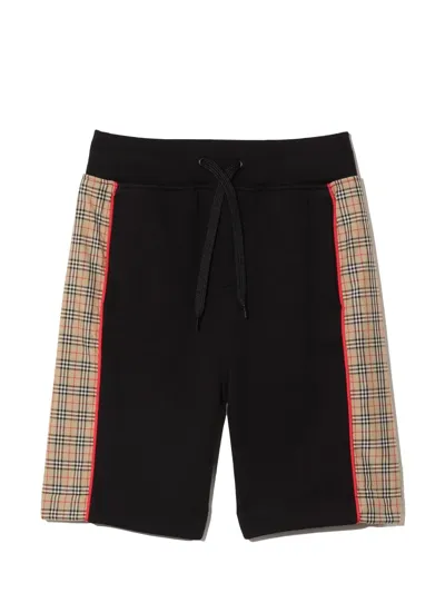 Burberry Kids' Black Side Panel Cotton Track Shorts