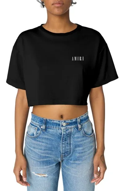 Amiri Logo-print Cropped Cotton-jersey T-shirt In Black